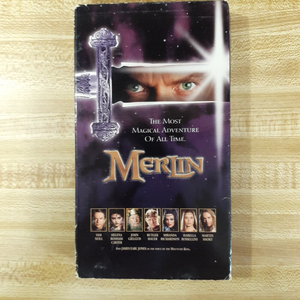 Merlin 1998 VHS Hallmark Sam Neill Rutger Hauer Isabella Rossellini Carter 90s